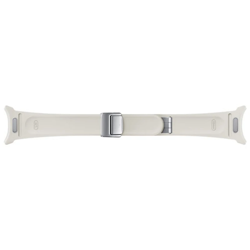 Bracelet en cuir végétal avec boucle en D pour Galaxy Watch de Samsung - Petit/Moyen - Crème