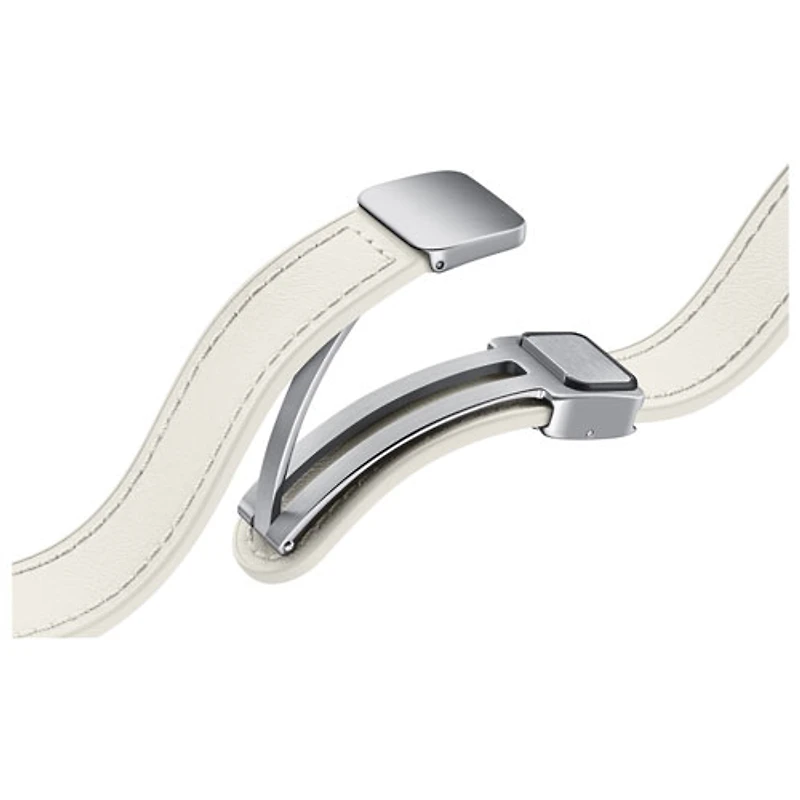 Bracelet en cuir végétal avec boucle en D pour Galaxy Watch de Samsung - Petit/Moyen - Crème