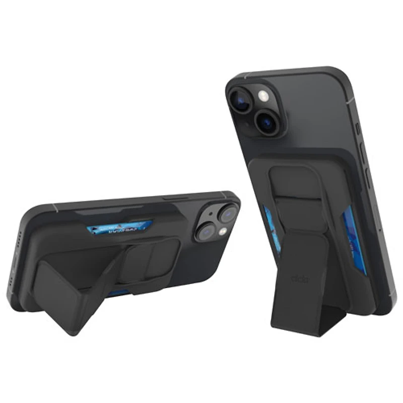 CLCKR Wallet Cell Phone Grip & Stand with MagSafe - Black