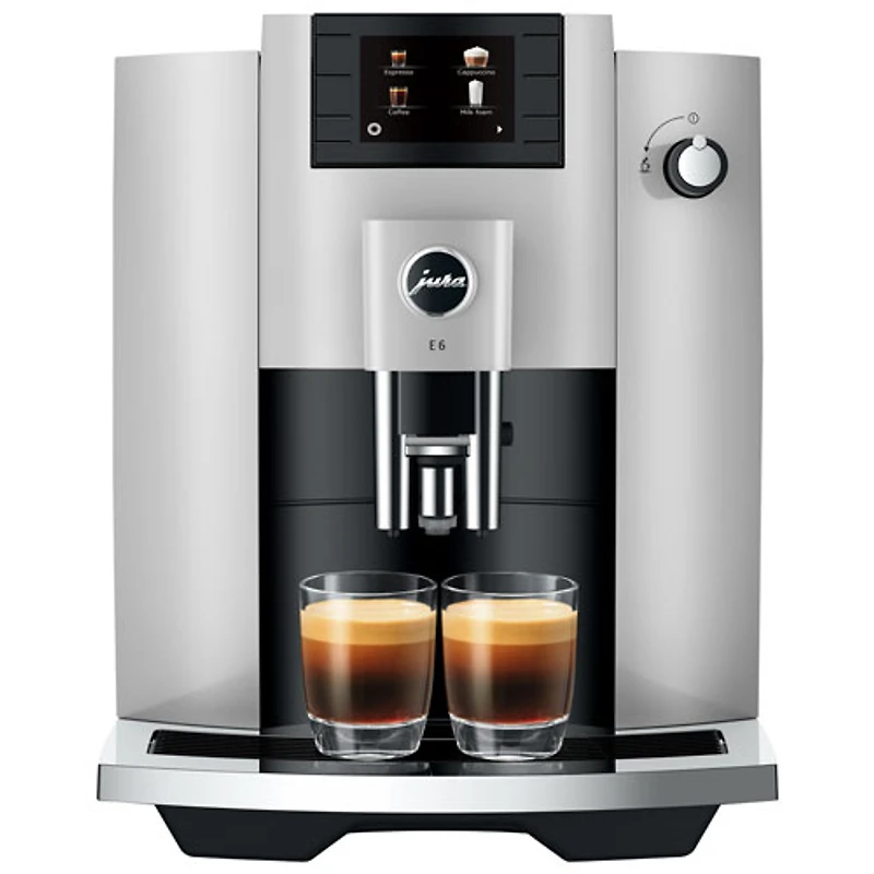 Jura E6 Automatic Espresso Machine with Frother & Coffee Grinder - Platinum