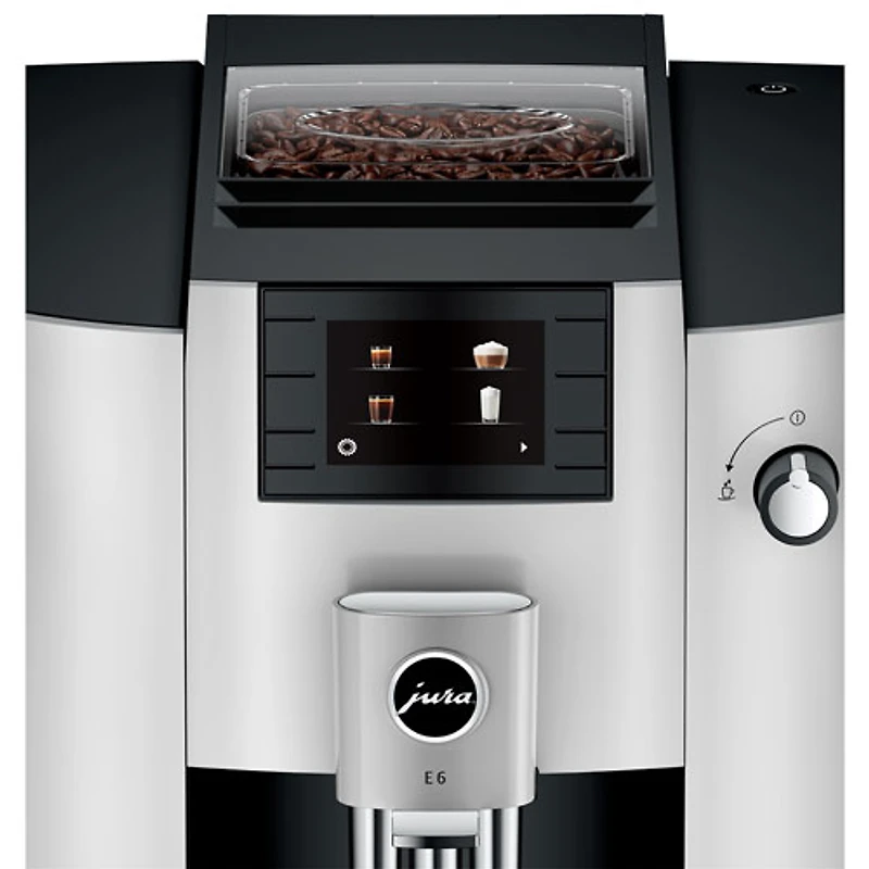 Jura E6 Automatic Espresso Machine with Frother & Coffee Grinder - Platinum