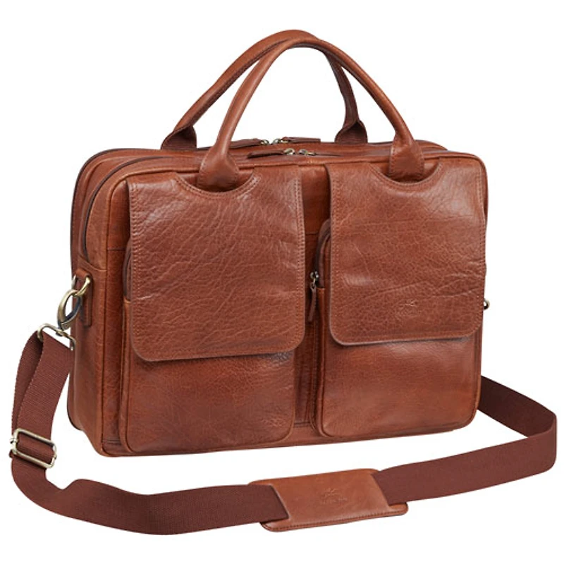 Sac griffé à fermeture à glissière sur le dessus Arizona de Mancini pour portable de 15,6 po - Cognac