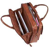 Sac griffé à fermeture à glissière sur le dessus Arizona de Mancini pour portable de 15,6 po - Cognac