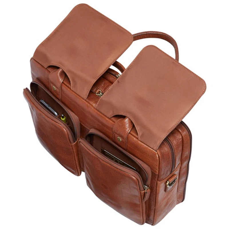 Sac griffé à fermeture à glissière sur le dessus Arizona de Mancini pour portable de 15,6 po - Cognac