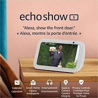 Écran intelligent Echo Show 5 (3e génération) d'Amazon avec Alexa - Blanc glacier