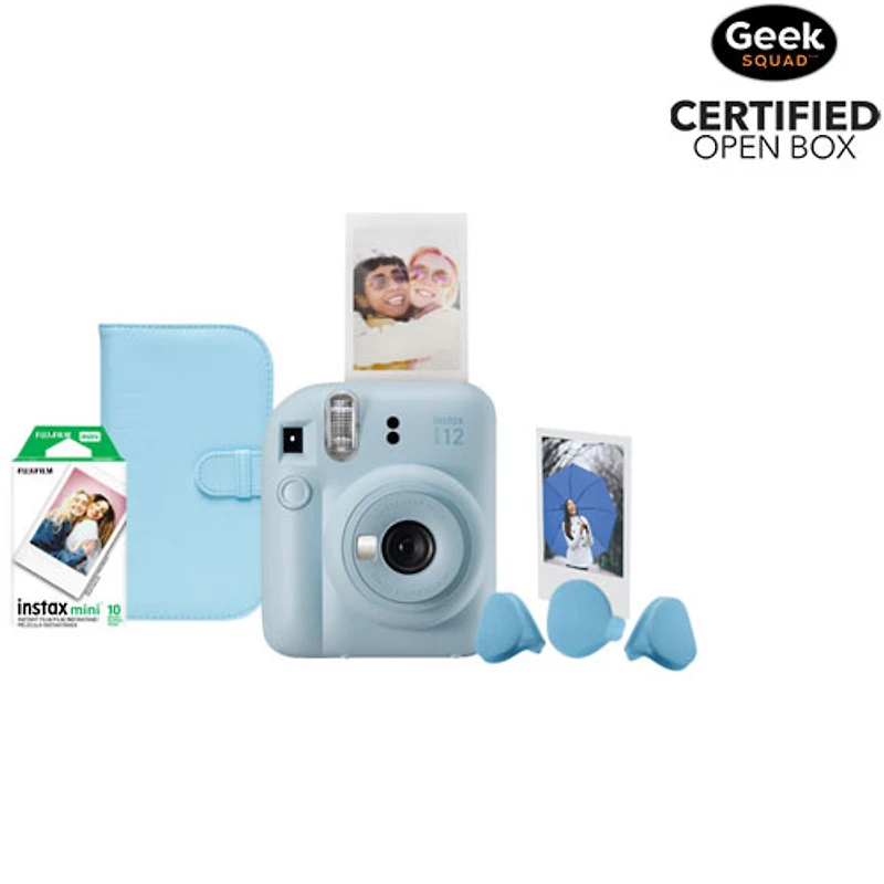 Boîte ouverte - Ensemble avec appareil photo instantané Instax Mini 12 de Fujifilm - Bleu pastel