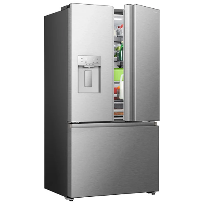 Réfrigérateur à deux portes 22,4 pi³ 36 po avec distributeur externe d'eau et interne de glaçons de Hisense (RF225C3CSEI) - Acier inoxydable