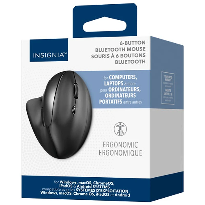 Souris ergonomique Bluetooth à 6 boutons d'Insignia - Noir - Exclusivité Best Buy