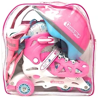 Ensemble avec patins à roues alignées d'entraînement 2-en-1 de Chicago - Rose - Taille J10-J13