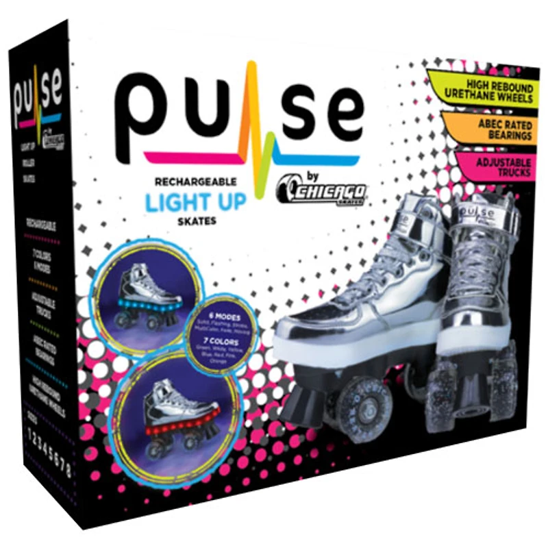 Patins à roulettes lumineux Pulse de Chicago - Argenté - Taille 1-8