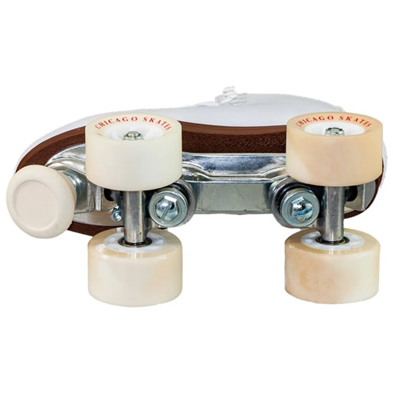 Patins à roulettes doublés en cuir pour roulathèque de Chicago - Blanc - Taille 5-11