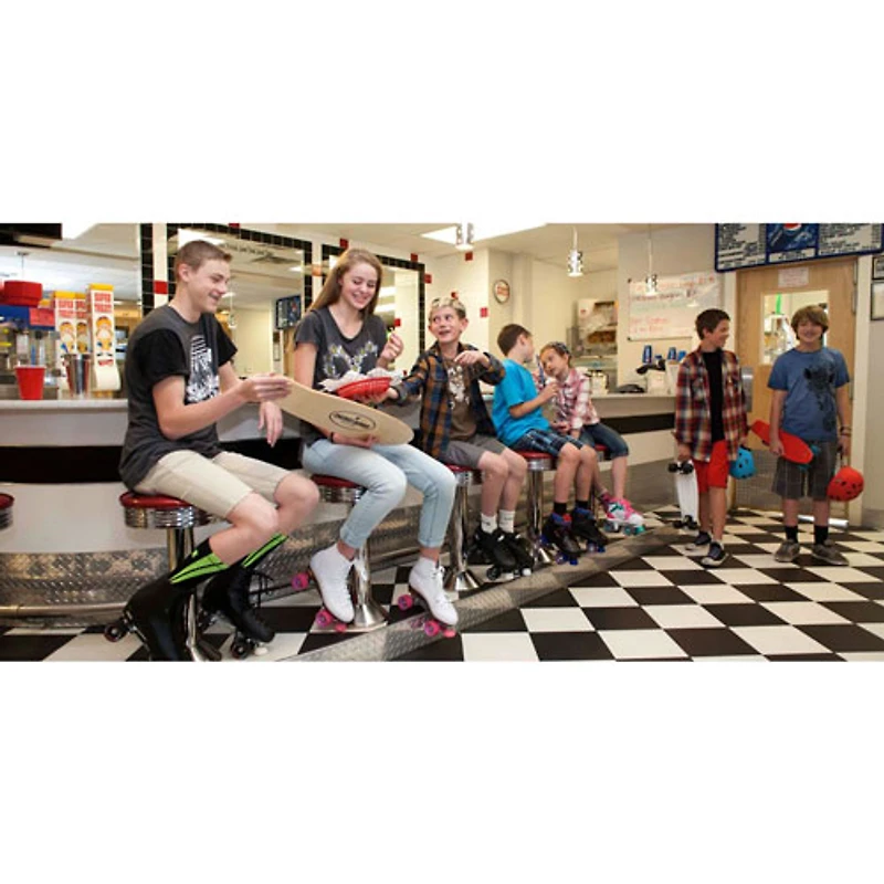 Patins à roulettes doublés en cuir pour roulathèque de Chicago - Blanc - Taille 5-11