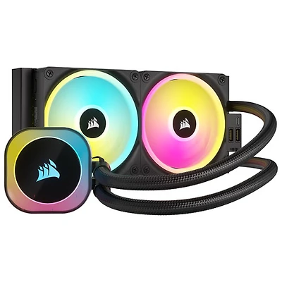 Système de refroidissement liquide de 240 mm RVB pour processeur iCUE LINK H100i de Corsair - Noir