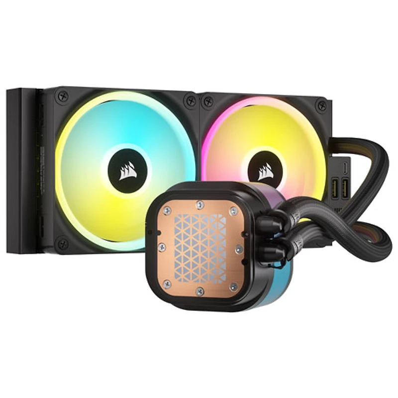 Système de refroidissement liquide de 240 mm RVB pour processeur iCUE LINK H100i de Corsair - Noir