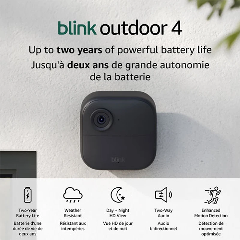 Système de surveillance à caméras IP d'extérieur sans fil HD intégrale 1080p 4 de Blink - Ensemble de
