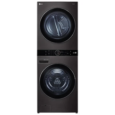 Boîte ouverte - Duo laveuse-sécheuse de 5,2 pi³ WashTower de LG (WKHC202HBA) - Acier noir - Endommagé