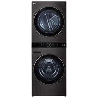 Boîte ouverte - Duo laveuse-sécheuse de 5,2 pi³ WashTower de LG (WKHC202HBA) - Acier noir - Endommagé