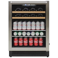 Réfrigérateur à boissons encastrable pour 16 bouteilles/106 canettes de Vinturi (VRIB5301SS) - Acier inoxydable