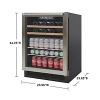 Réfrigérateur à boissons encastrable pour 16 bouteilles/106 canettes de Vinturi (VRIB5301SS) - Acier inoxydable