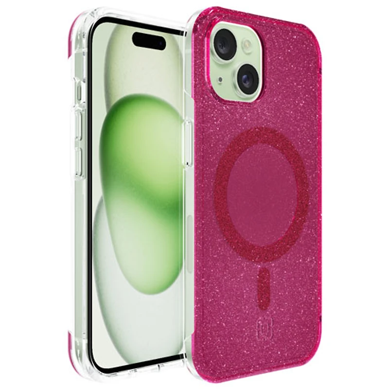 Étui rigide ajusté Forme d'Incipio avec MagSafe pour iPhone 16e/15/14/13 - Rose vif scintillant