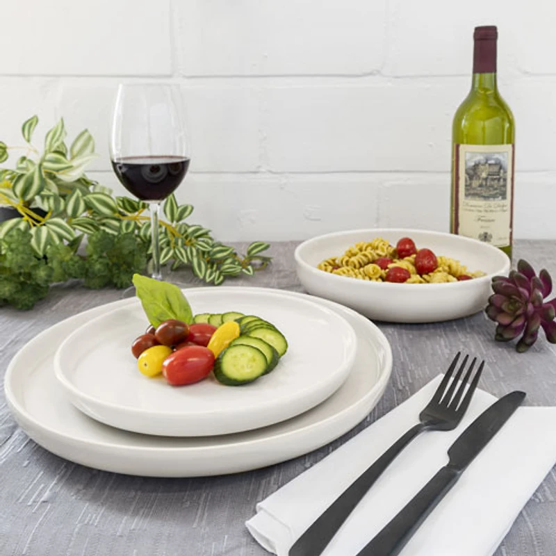 Mesa Ceramics Uno 12-Piece Stoneware Dinnerware Set - Bianco