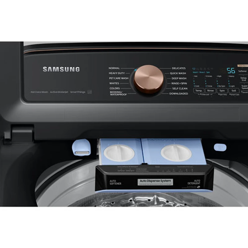 Laveuse à chargement par le haut de 6,2 pi³ de Samsung (WA54CG7550AVA4) - Noir brossé