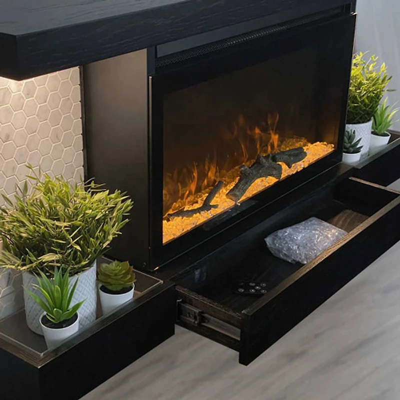 Foyer électrique de 48 po Home Decor Series ActiveFlame - Noir