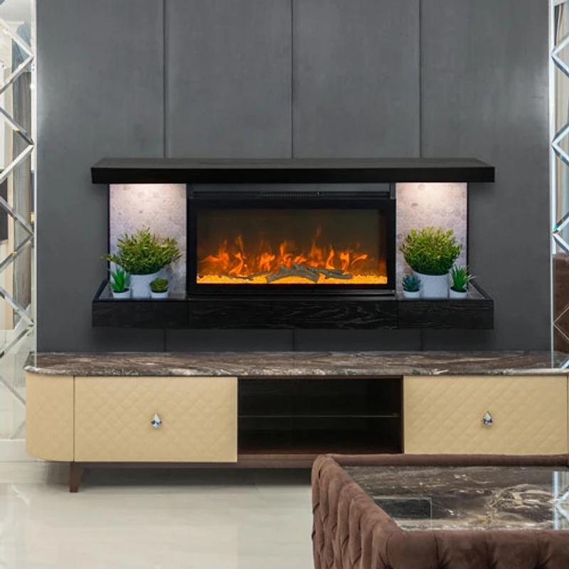 Foyer électrique de 48 po Home Decor Series ActiveFlame - Noir