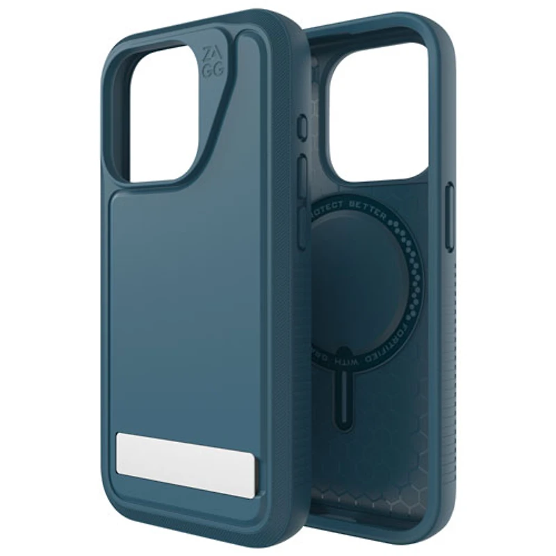 Étui rigide ajusté Everest Snap de ZAGG avec MagSafe pour iPhone 15 Pro - Bleu marine