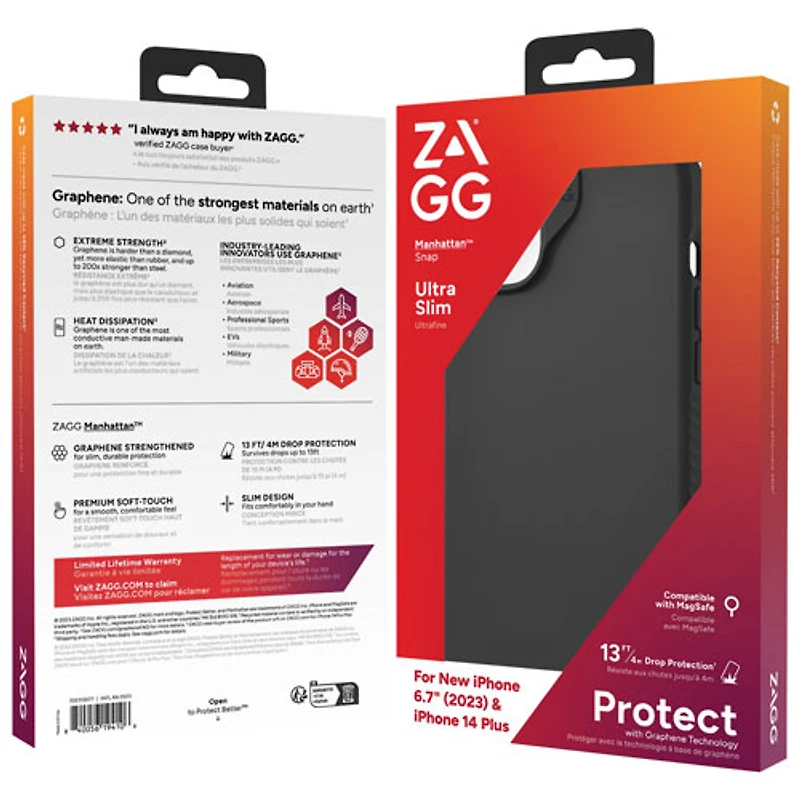 ZAGG Manhattan Snap Fitted Hard Shell Case with MagSafe for iPhone 15 Plus - Black