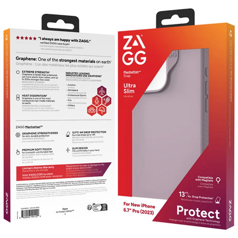 ZAGG Manhattan Snap Fitted Hard Shell Case with MagSafe for iPhone 15 Pro Max - Lavender