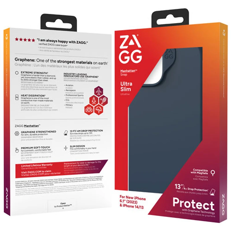 ZAGG Manhattan Snap Fitted Hard Shell Case with MagSafe for iPhone 15 - Navy