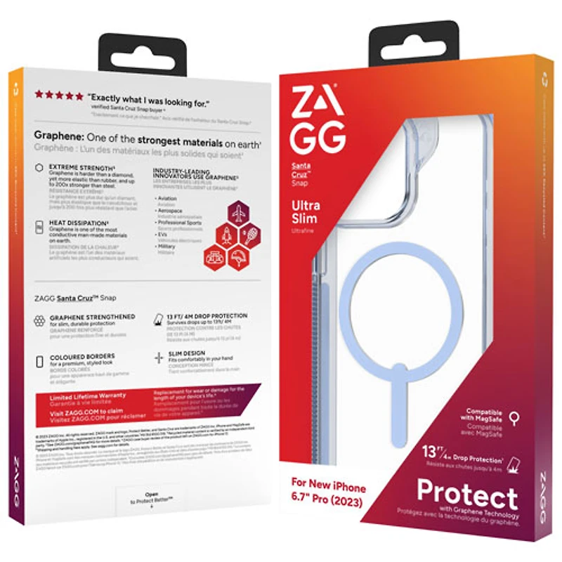 ZAGG Santa Cruz Snap Fitted Hard Shell Case with MagSafe for iPhone 15 Pro Max - Blue