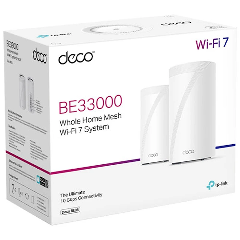 Système Wi-Fi 7 BE maillé de maison intégrale Deco BE95 BE33000 de TP-Link - Ensemble de 2
