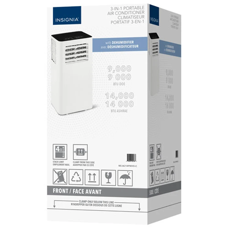 Climatiseur portatif d'Insignia - 14000 BTU (couverture de 400 pi²) - Télécommande - Blanc/Noir