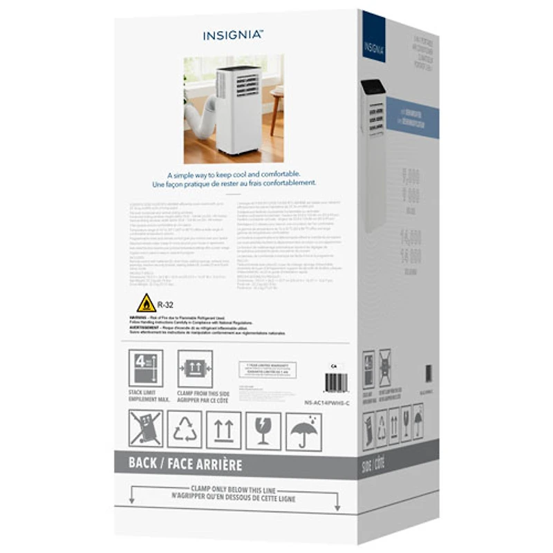 Insignia Portable Air Conditioner - 14000 BTU (400 sq ft Coverage) - Remote - White/Black