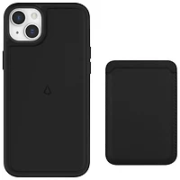 LBT Switch Fitted Hard Shell Case with MagSafe & Magnetic Card Wallet for iPhone 15/14 Plus - Black
