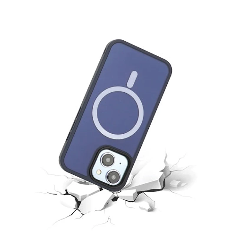 Étui rigide ajusté GlideGuard de TUFF8 avec MagSafe pour iPhone 15/14 Plus - Bleu minuit