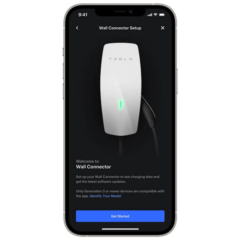 Tesla - Chargeur de véhicule électrique câblé universel à connecteur mural - Jusqu'à 48 A - 24 pi - Blanc