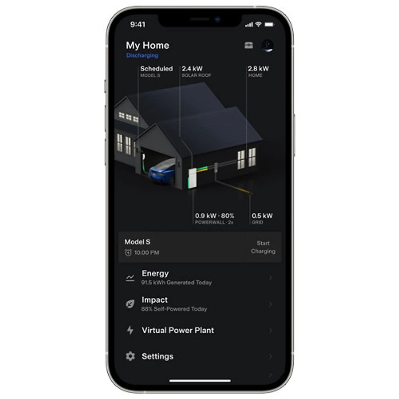 Tesla - Chargeur de véhicule électrique câblé universel à connecteur mural - Jusqu'à 48 A - 24 pi - Blanc