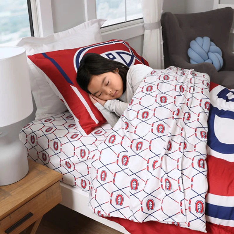 Ensemble de draps de 4 pièces de la LNH - Lit simple - Canadiens de Montréal