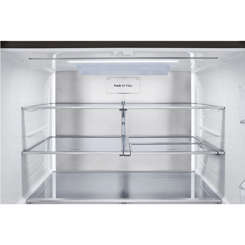 Réfrigérateur à deux portes 25,5 pi³ 36 po avec distributeur d'eau et de glaçons de LG (LRYXC2606D) - Inox noir