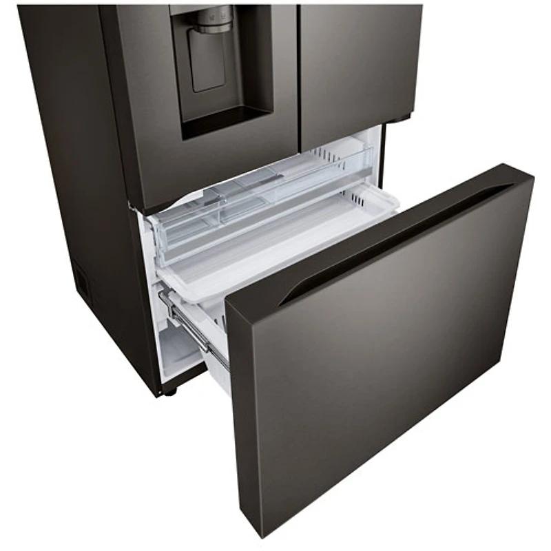 Réfrigérateur à deux portes 25,5 pi³ 36 po avec distributeur d'eau et de glaçons de LG (LRYXC2606D) - Inox noir
