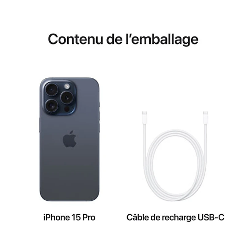 iPhone 15 Pro de Go d'Apple avec Fido - Titane bleu