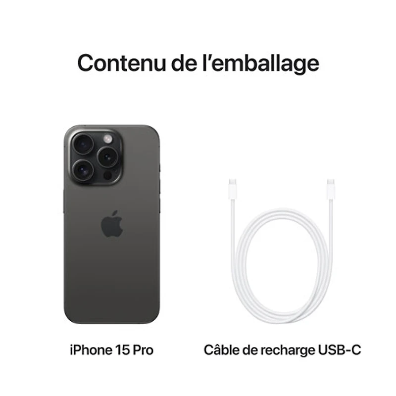 iPhone 15 Pro de 128 Go d'Apple avec Fido - Titane noir - Financement mensuel