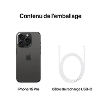 iPhone 15 Pro de 128 Go d'Apple avec Fido - Titane noir - Financement mensuel