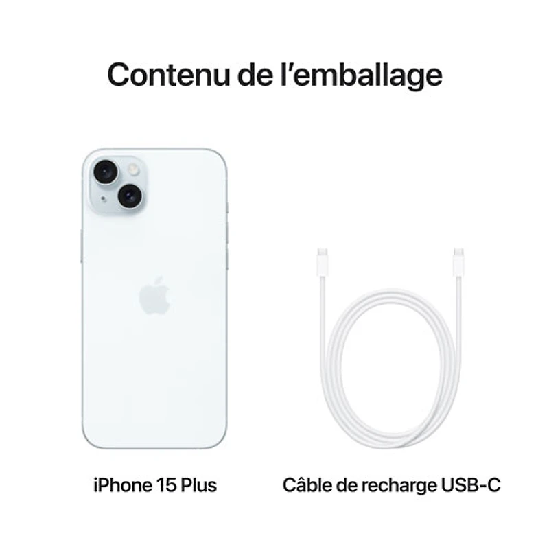 iPhone 15 Plus de 256 Go d'Apple offert par Virgin Plus - Bleu - Financement mensuel
