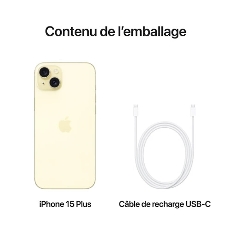 iPhone 15 Plus de 256 Go d'Apple avec TELUS - Jaune - Financement mensuel