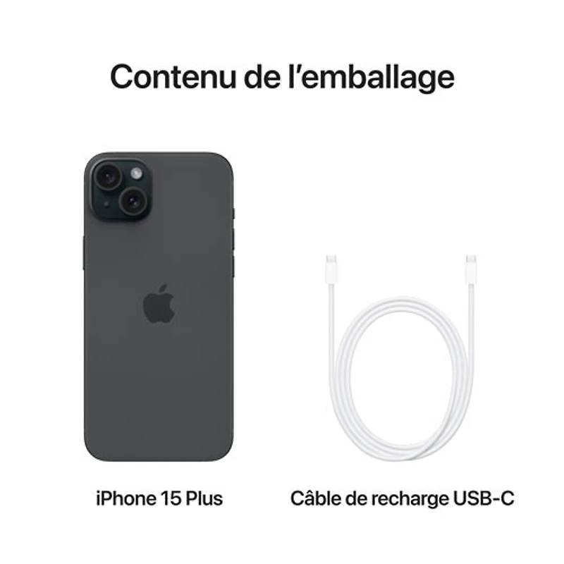 iPhone 15 Plus de 512 Go d'Apple avec Bell - Noir - Financement mensuel