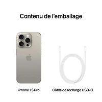 iPhone 15 Pro de 128 Go d'Apple avec Fido - Titane naturel - Financement mensuel